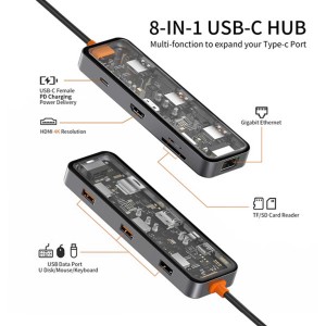 هاب 8 پورت Type-C بیوا مدل  HUB-03